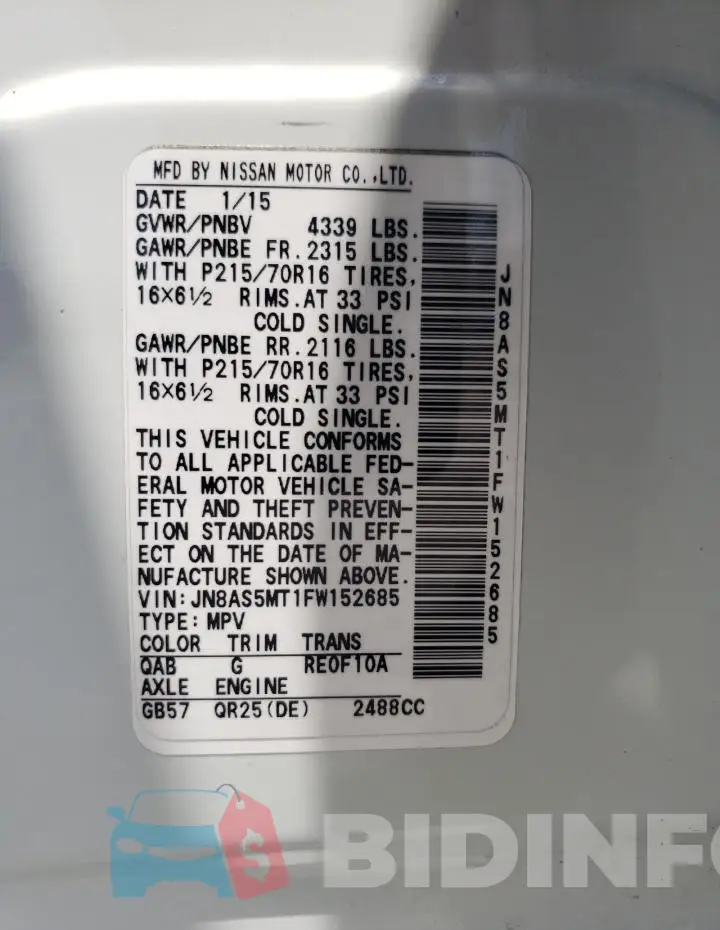 JN8AS5MT1FW152685 Photo# 13
