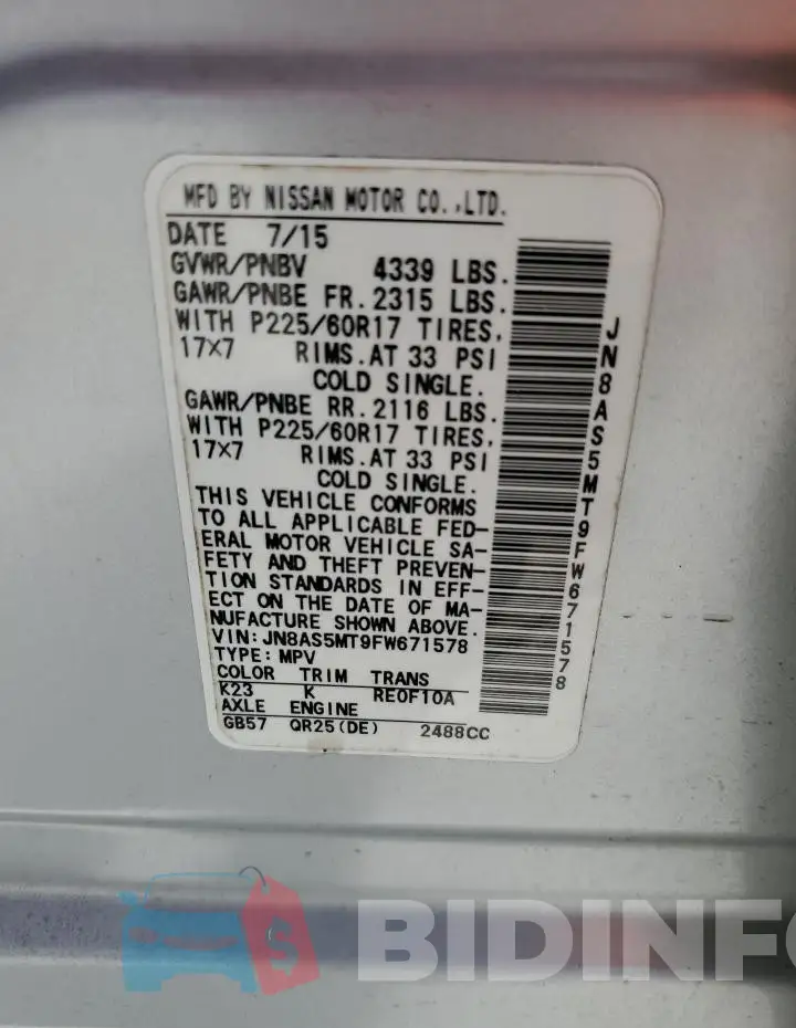 JN8AS5MT9FW671578 Photo# 13