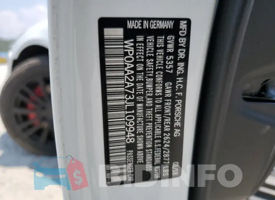 WP0AA2A73JL109948 Photo# 12