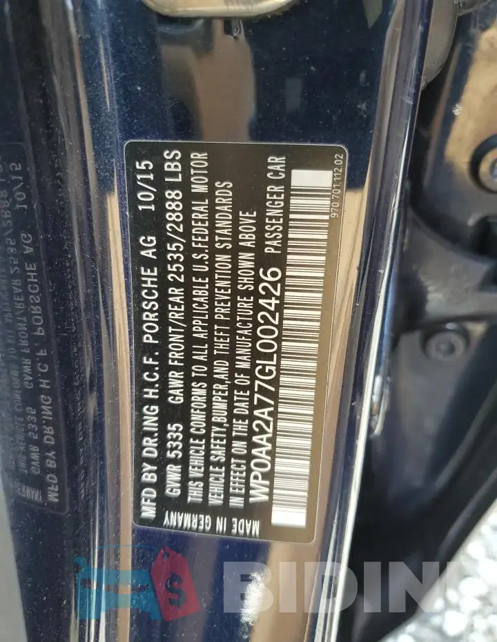 WP0AA2A77GL002426 Photo# 12