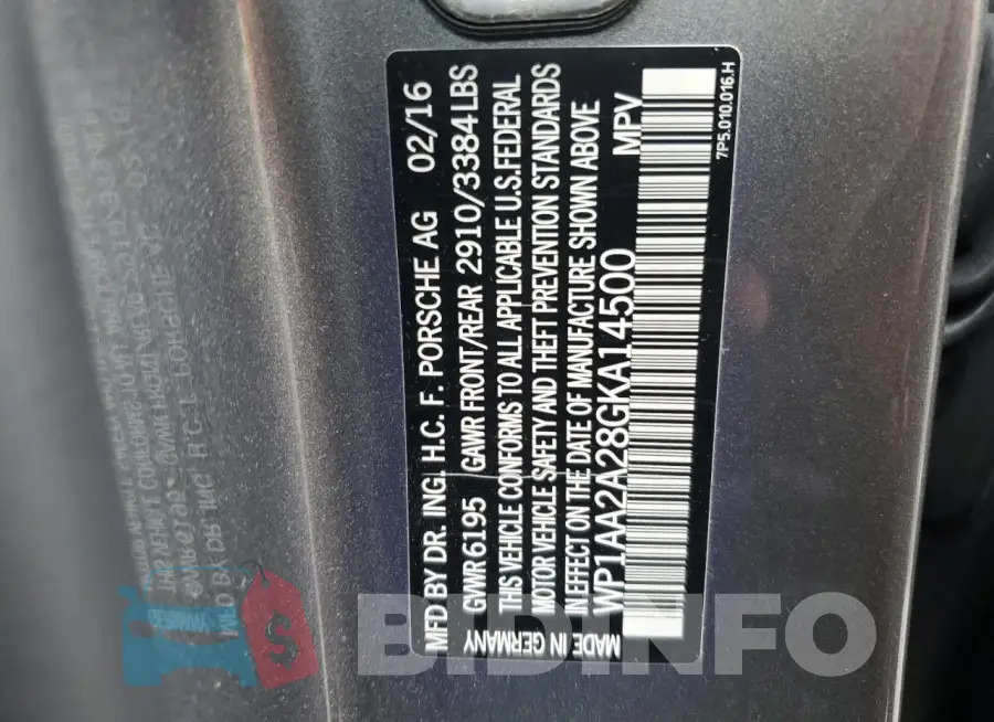 WP1AA2A28GKA14500 Photo# 13