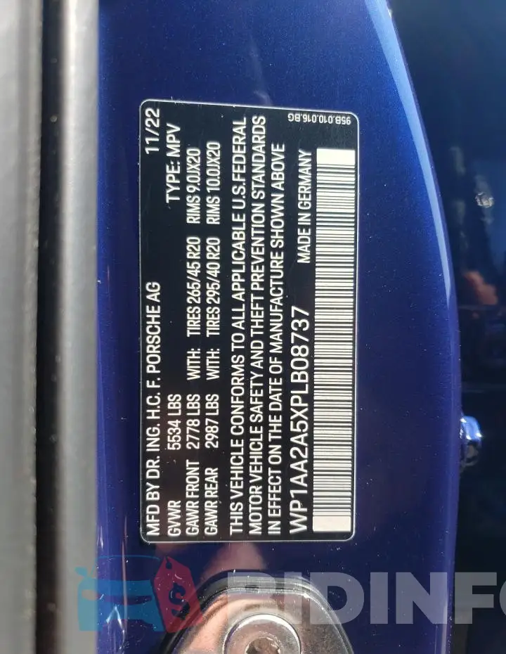 WP1AA2A5XPLB08737 Photo# 12