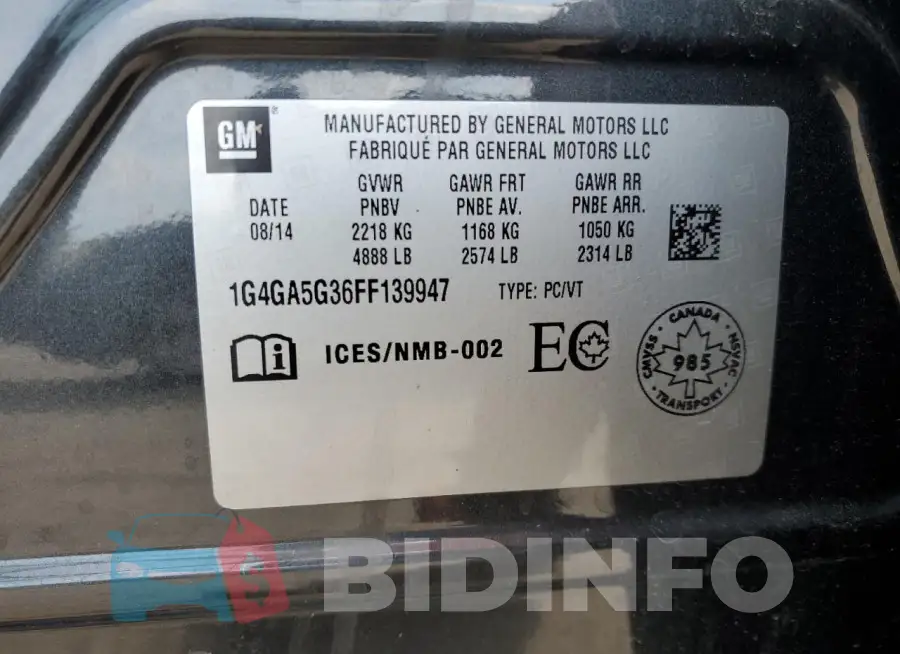 1G4GA5G36FF139947 Photo# 12