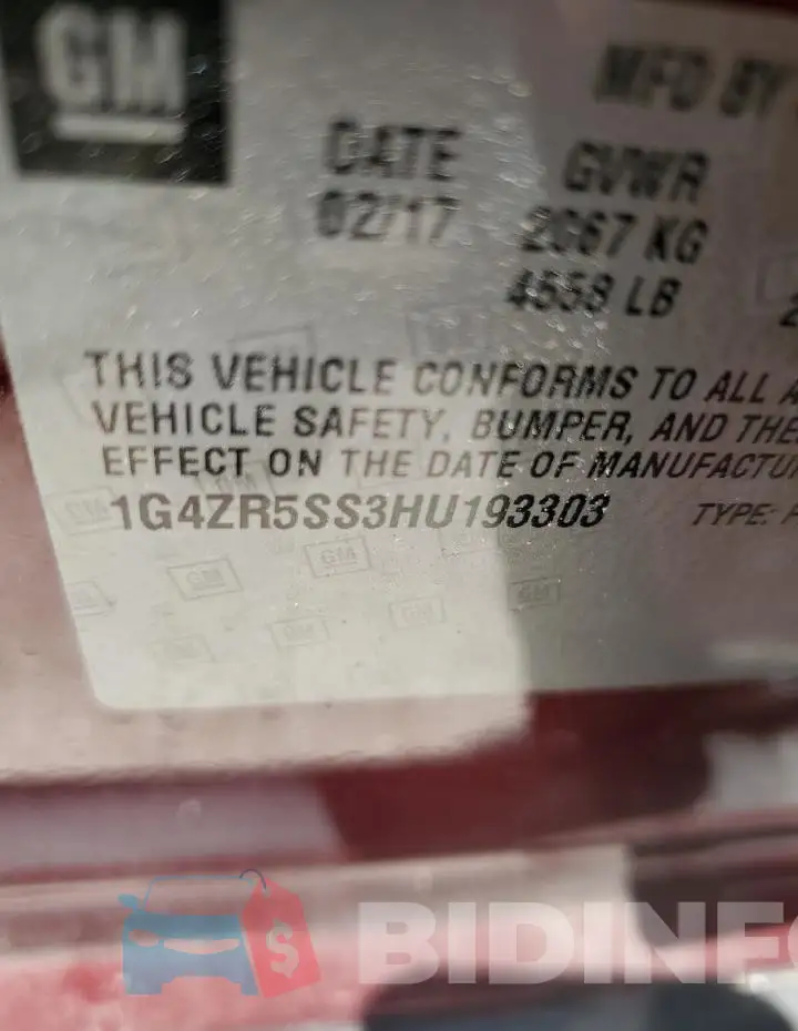 1G4ZR5SS3HU193303 Photo# 12
