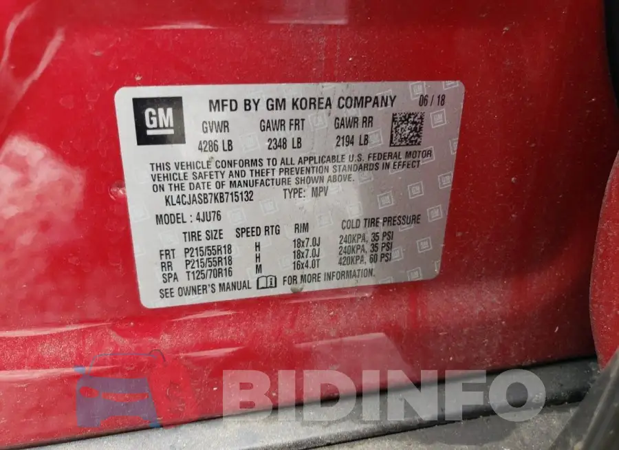 KL4CJASB7KB715132 Photo# 13