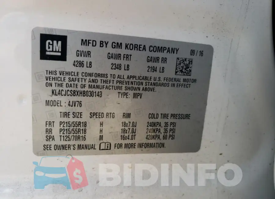 KL4CJCSBXHB030143 Photo# 13
