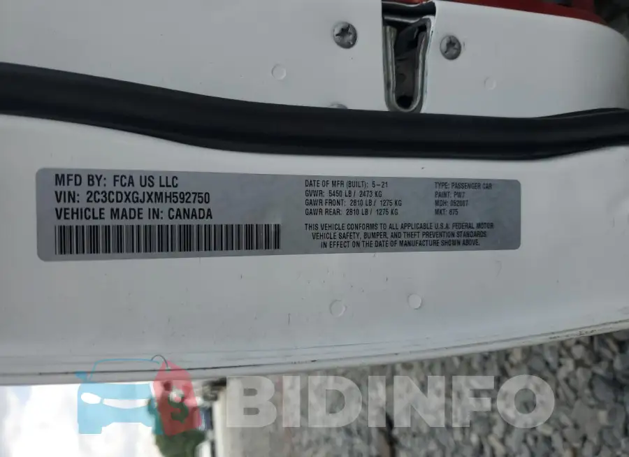 2C3CDXGJXMH592750 Photo# 12