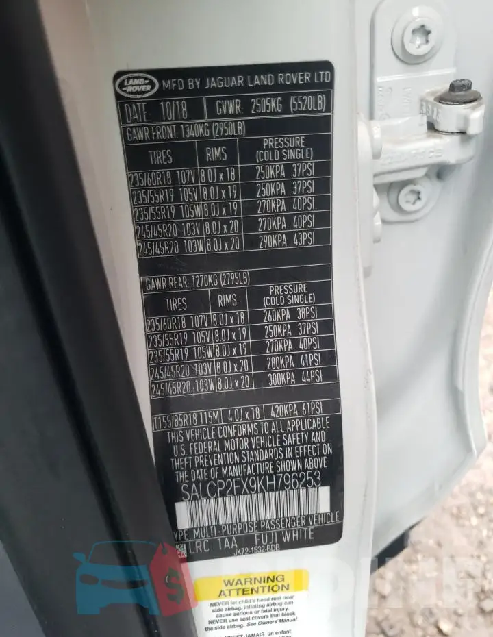 SALCP2FX9KH796253 Photo# 12