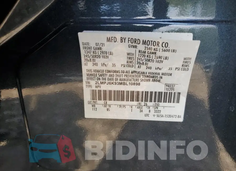 2LMPJ6K93MBL10898 Photo# 14