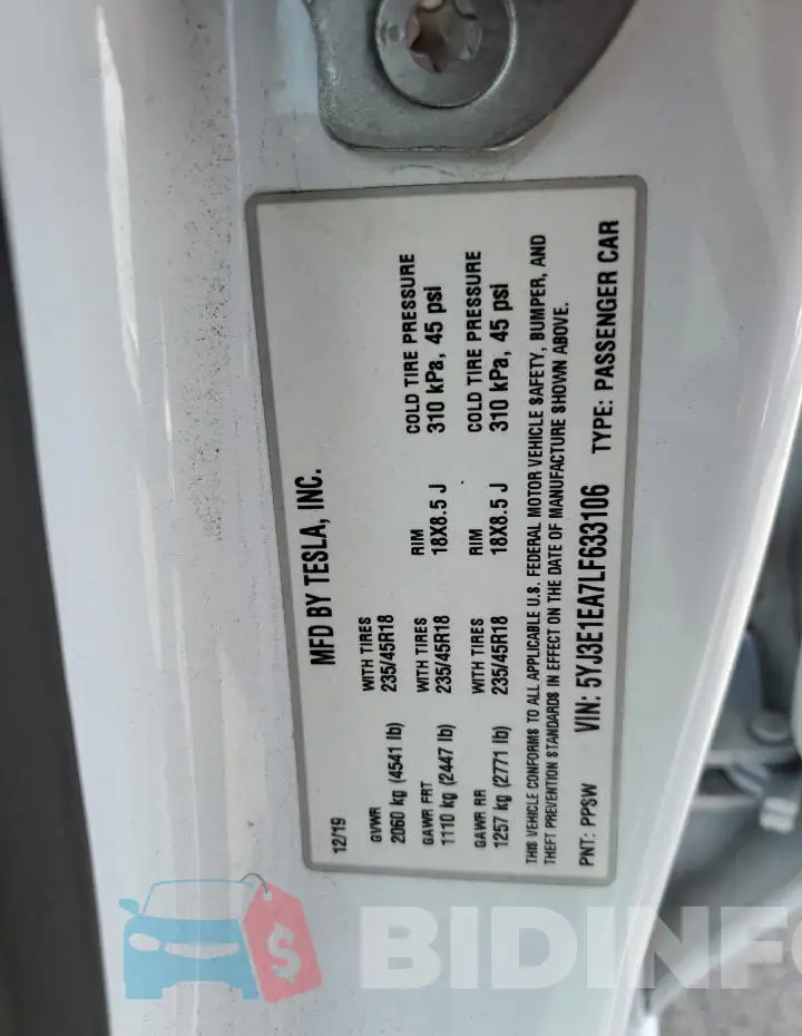 5YJ3E1EA7LF633106 Photo# 13