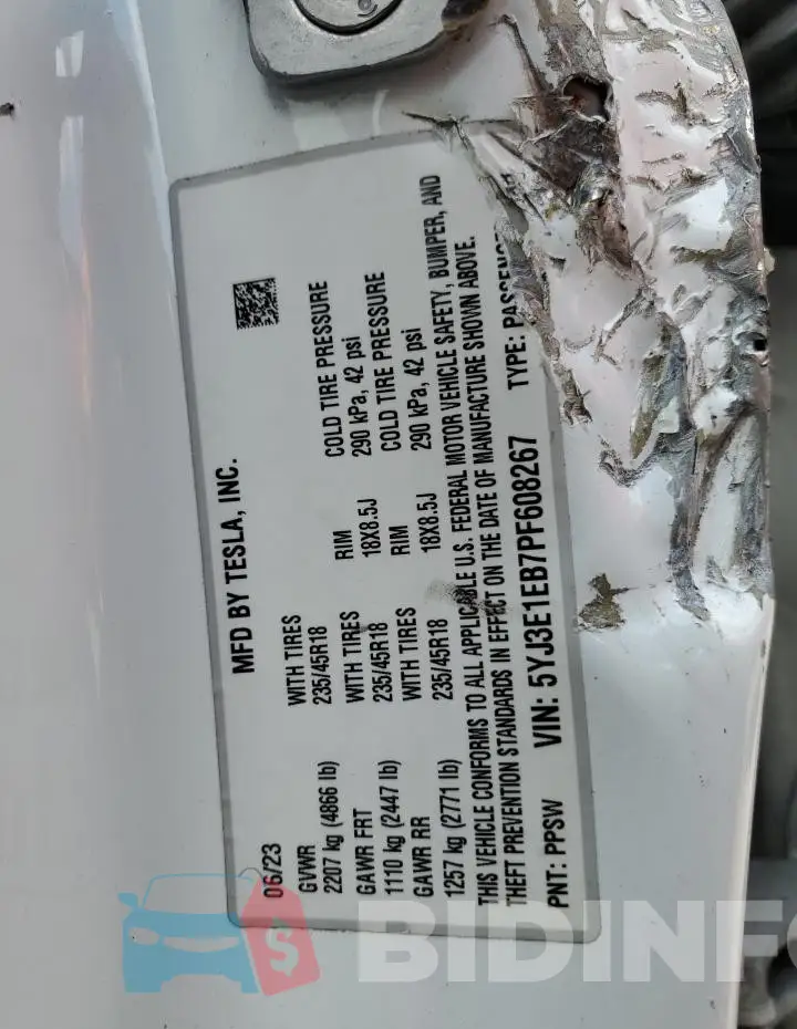 5YJ3E1EB7PF608267 Photo# 12
