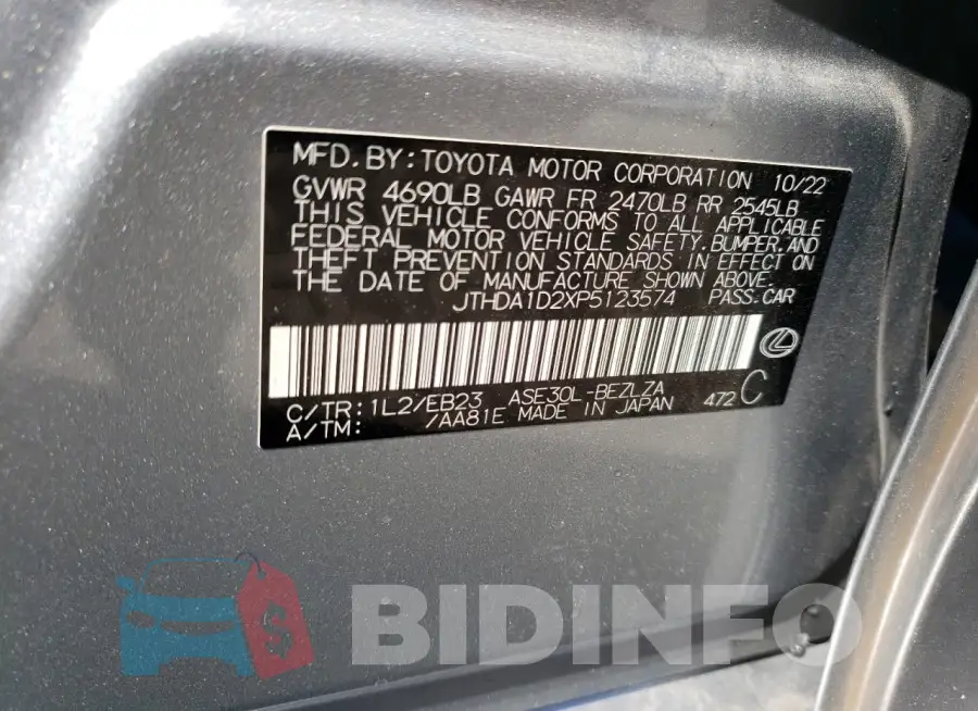 JTHDA1D2XP5123574 Photo# 12