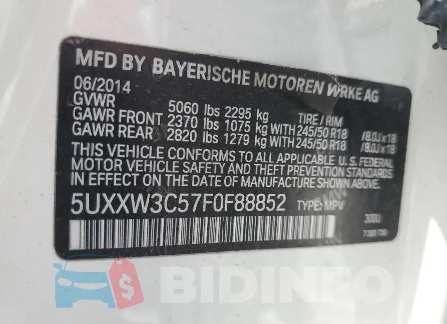 5UXXW3C57F0F88852 Photo# 12