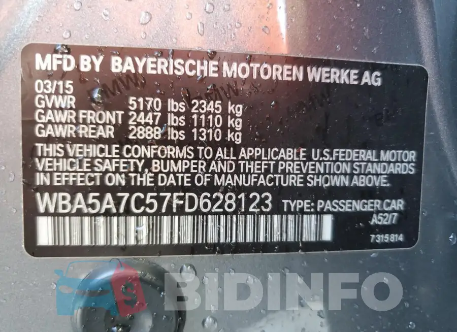 WBA5A7C57FD628123 Photo# 12