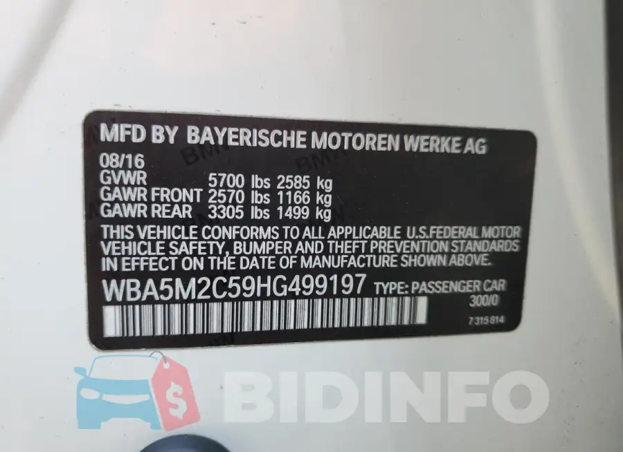 WBA5M2C59HG499197 Photo# 12