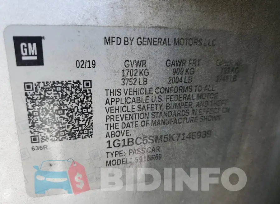 1G1BC5SM5K7146989 Photo# 12