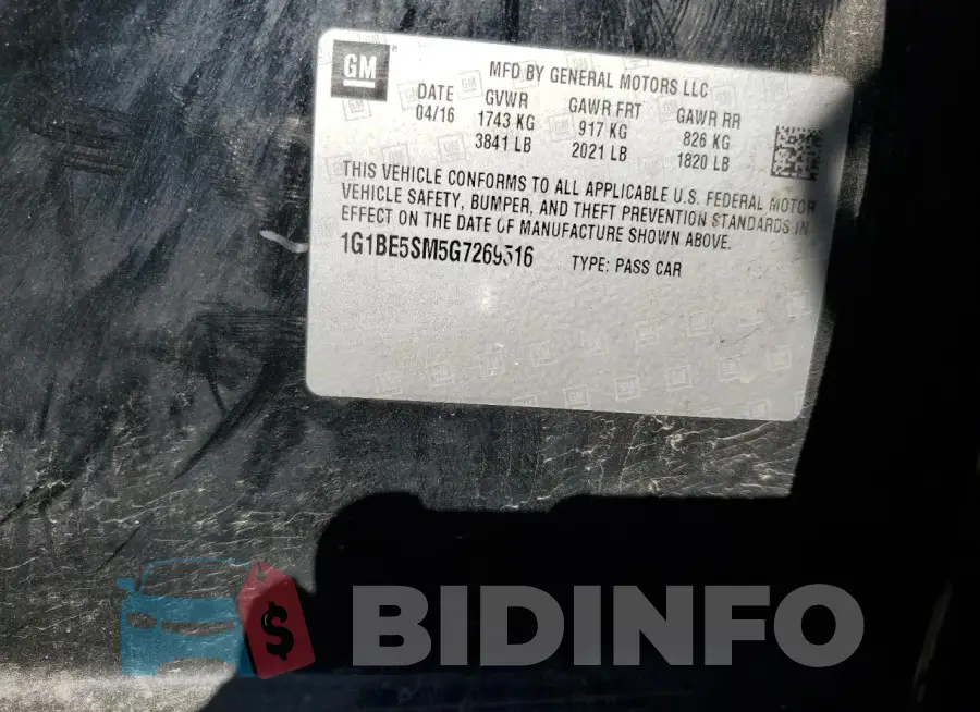 1G1BE5SM5G7269516 Photo# 12
