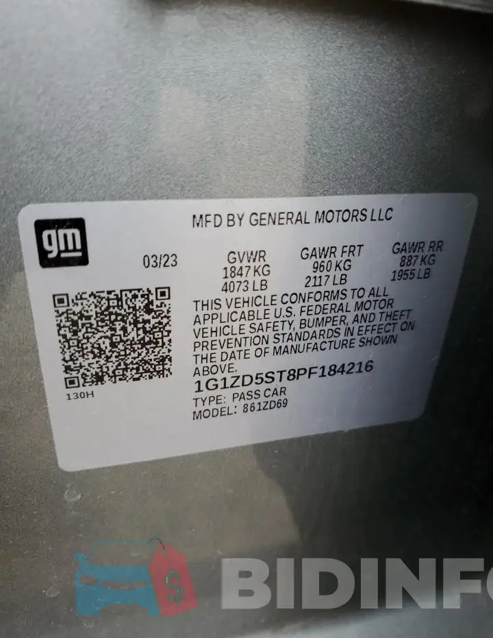1G1ZD5ST8PF184216 Photo# 13