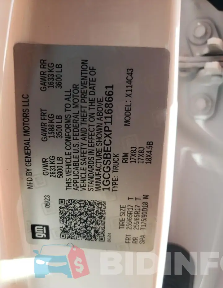 1GCGSBECXP1168661 Photo# 12