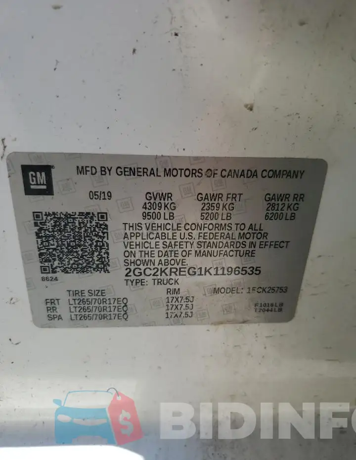 2GC2KREG1K1196535 Photo# 12