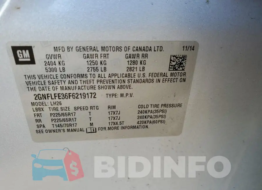 2GNFLFE36F6219172 Photo# 13