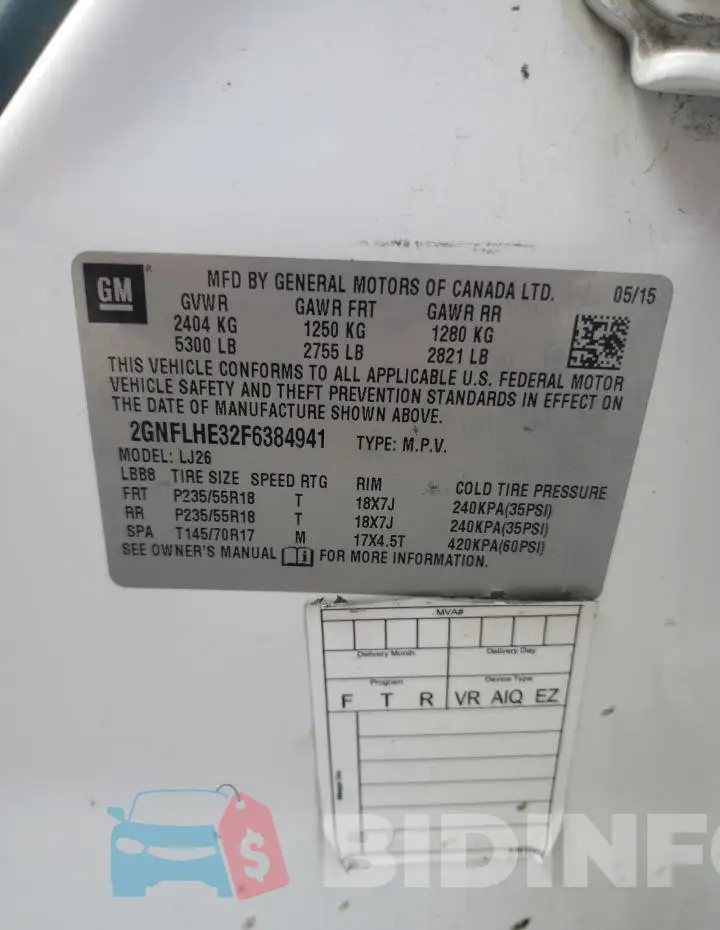 2GNFLHE32F6384941 Photo# 13