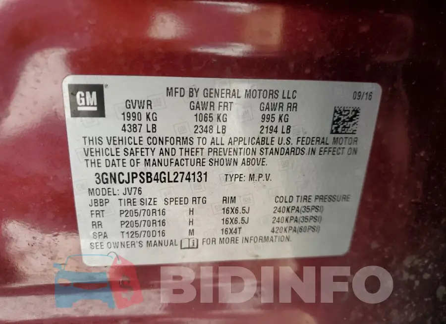 3GNCJPSB4GL274131 Photo# 13