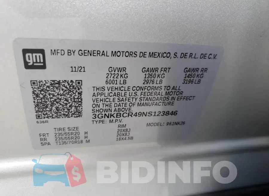 3GNKBCR49NS123846 Photo# 13
