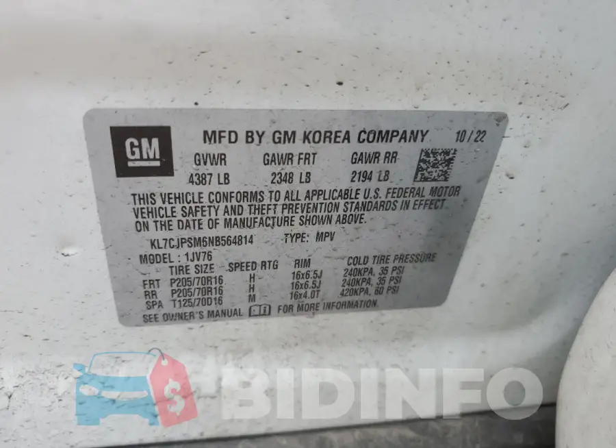 KL7CJPSM6NB564814 Photo# 13