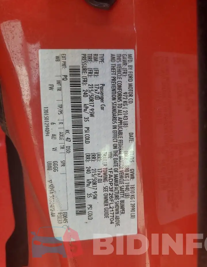 1FADP3F26FL217704 Photo# 12