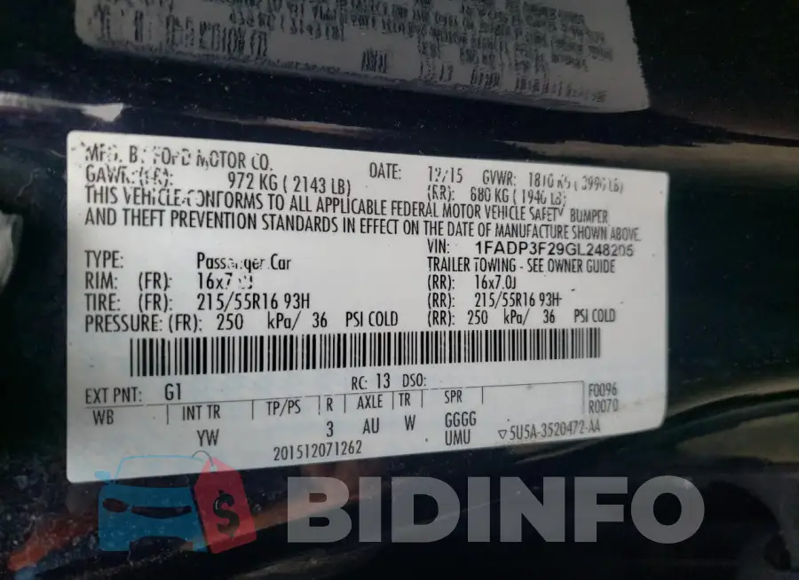 1FADP3F29GL248205 Photo# 12