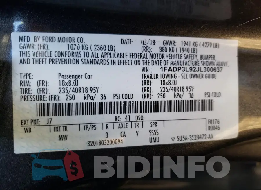 1FADP3L92JL300637 Photo# 12