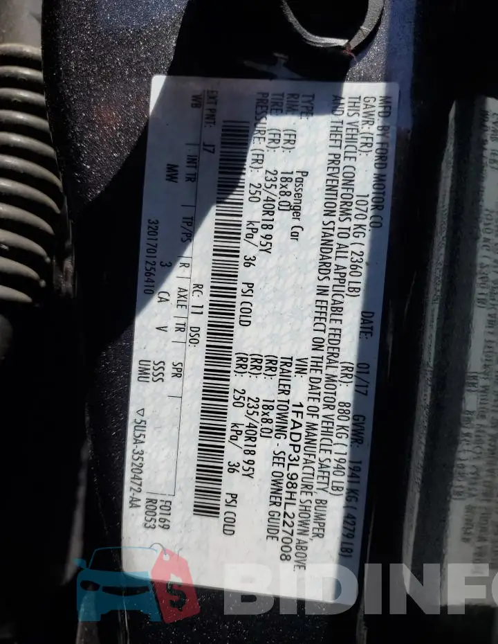 1FADP3L98HL227008 Photo# 13