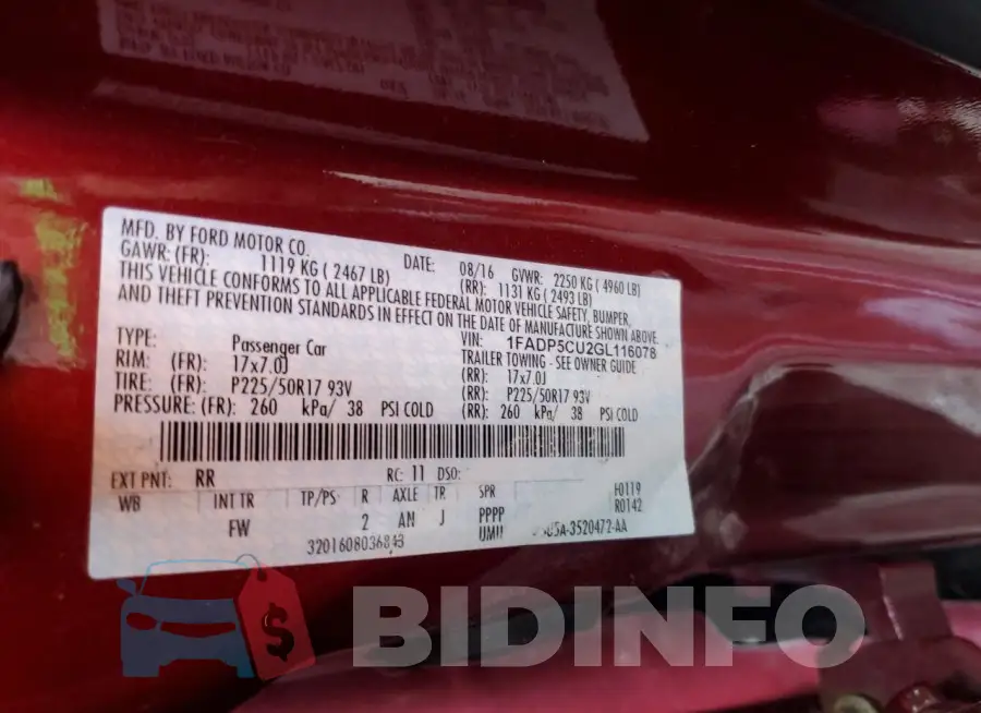 1FADP5CU2GL116078 Photo# 12