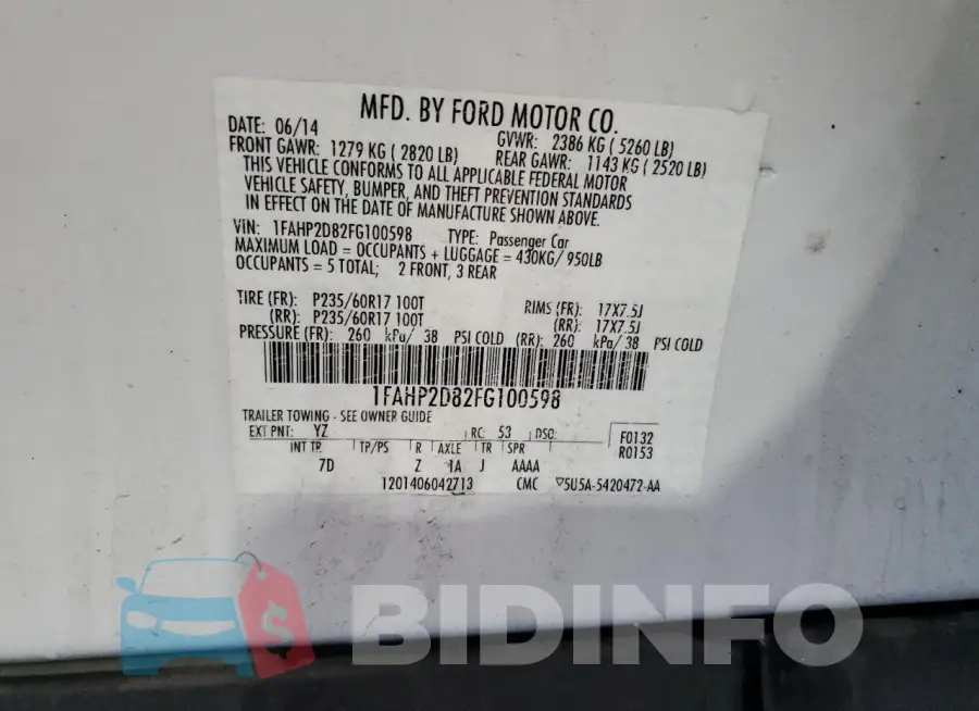 1FAHP2D82FG100598 Photo# 12