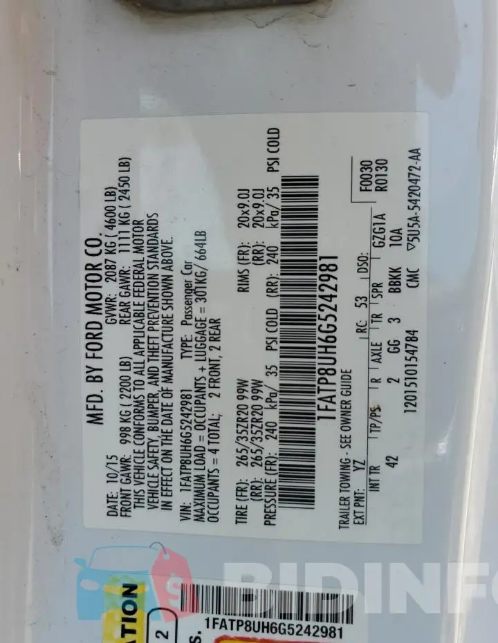1FATP8UH6G5242981 Photo# 12