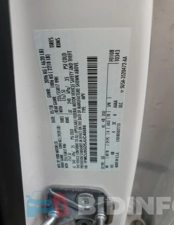 1FMCU0GD5JUC46686 Photo# 12