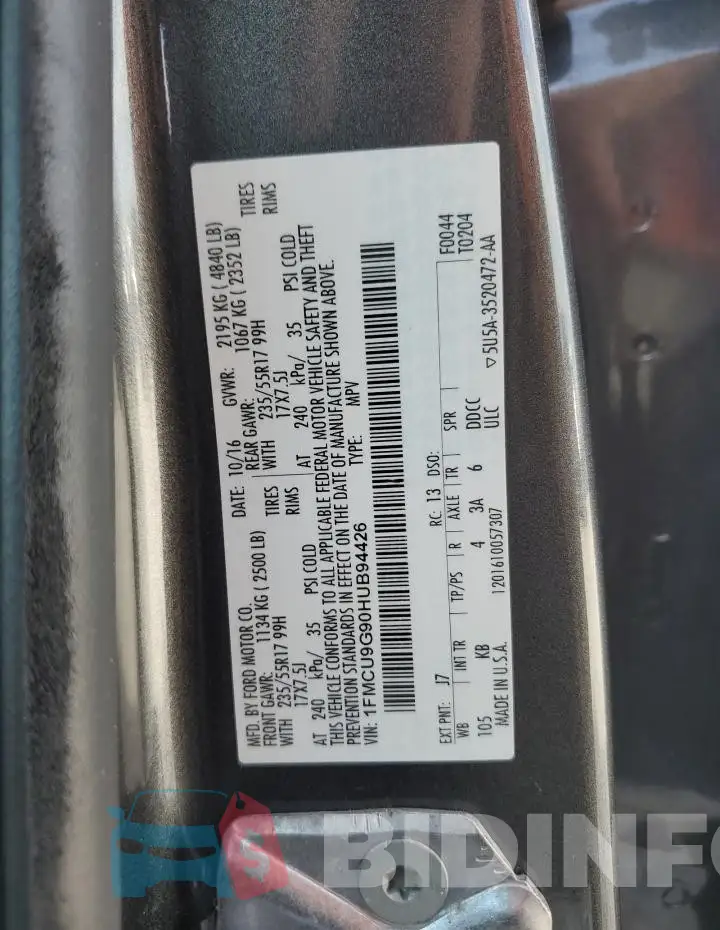 1FMCU9G90HUB94426 Photo# 14