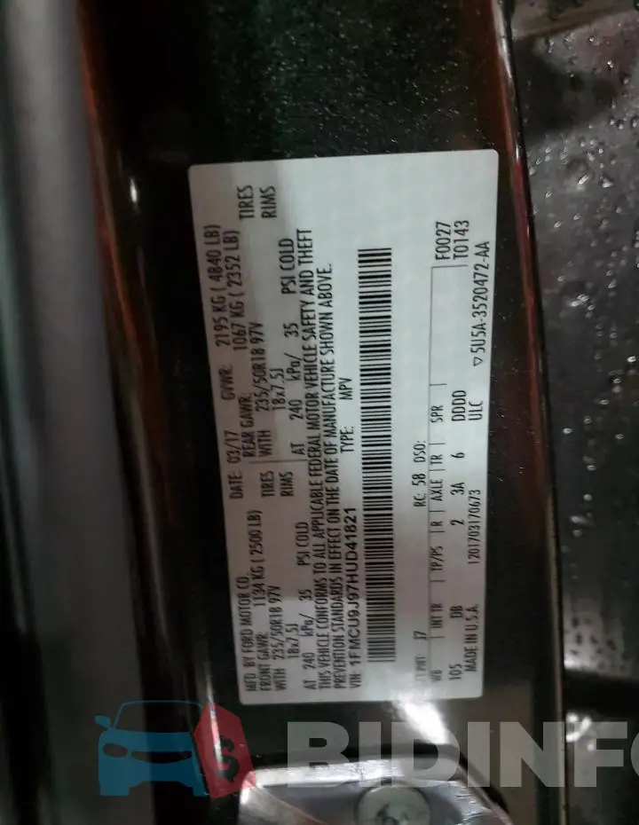 1FMCU9J97HUD41821 Photo# 13