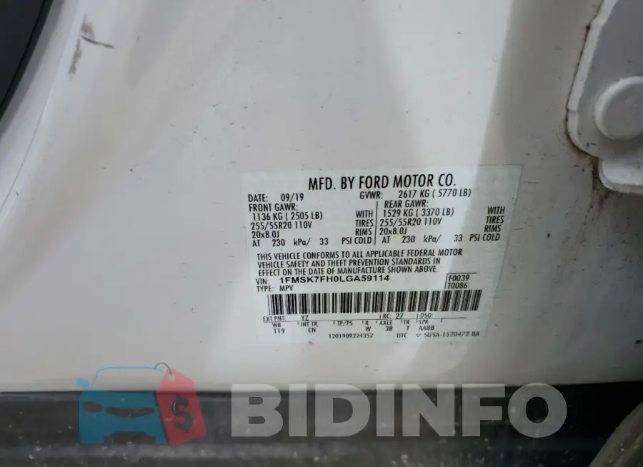 1FMSK7FH0LGA59114 Photo# 13