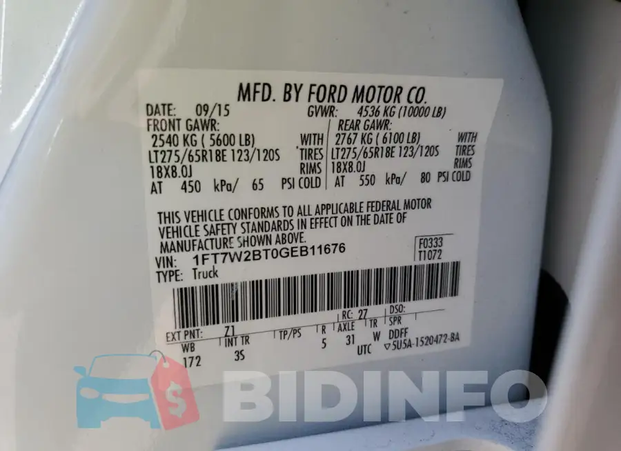 1FT7W2BT0GEB11676 Photo# 13