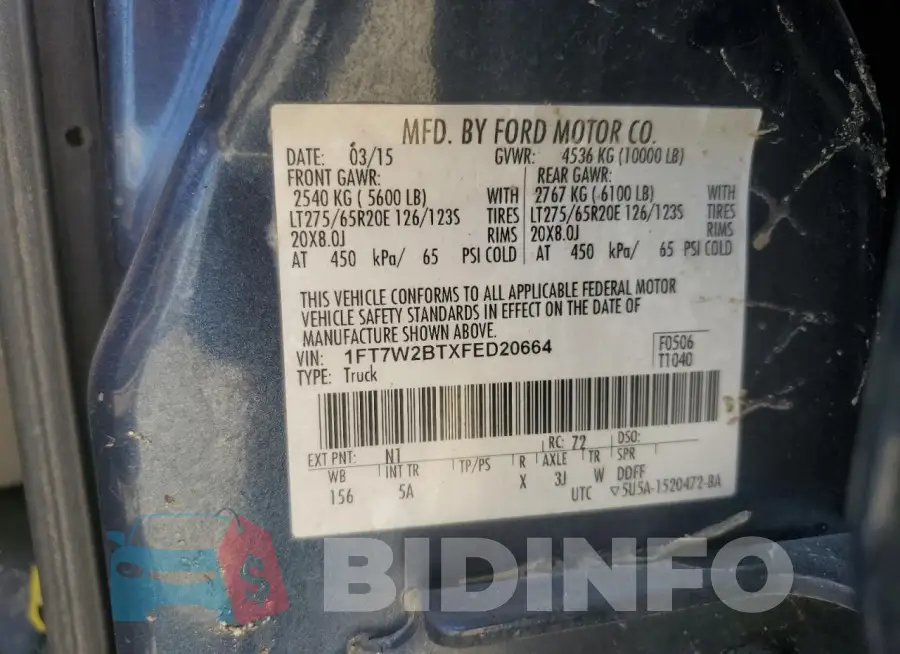 1FT7W2BTXFED20664 Photo# 12