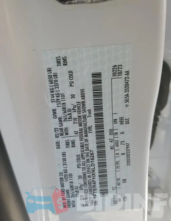 1FTER4FHXNLD16267 Photo# 12
