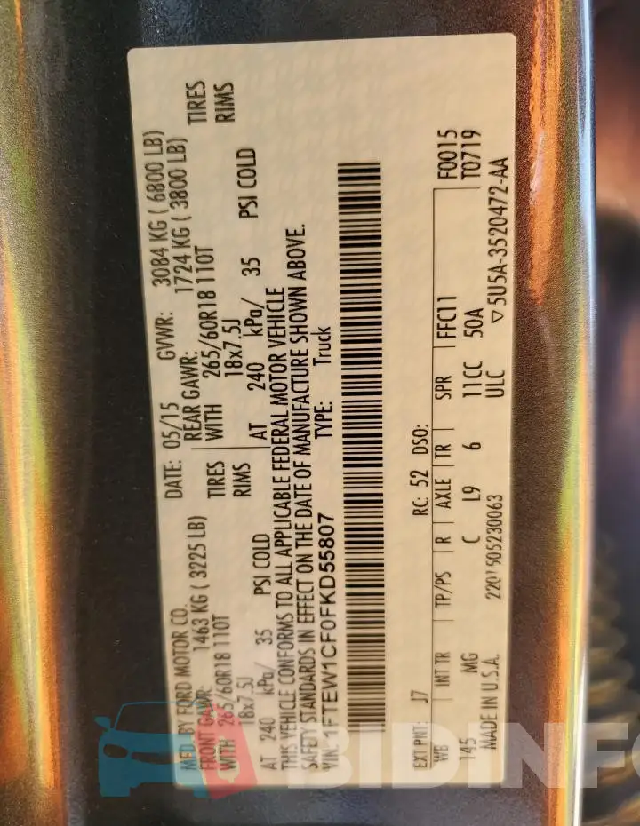 1FTEW1CF0FKD55807 Photo# 12