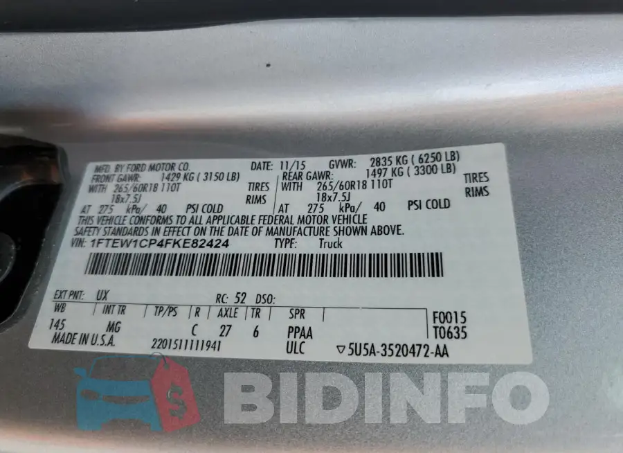 1FTEW1CP4FKE82424 Photo# 11
