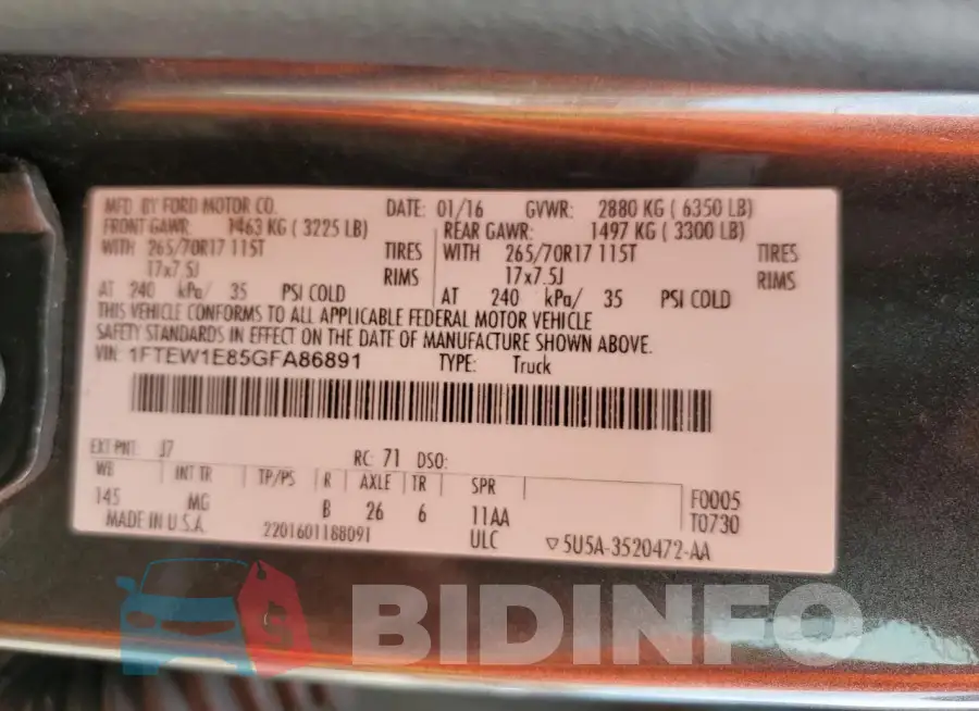 1FTEW1E85GFA86891 Photo# 13