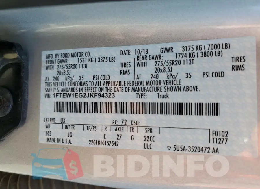 1FTEW1EG2JKF94323 Photo# 12