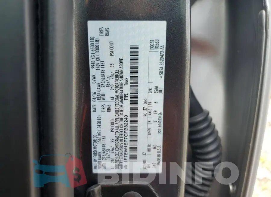 1FTEW1EP7GFB82240 Photo# 12