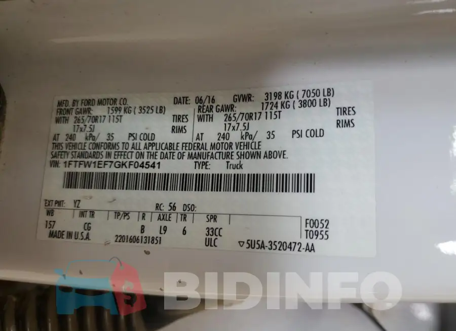 1FTFW1EF7GKF04541 Photo# 12