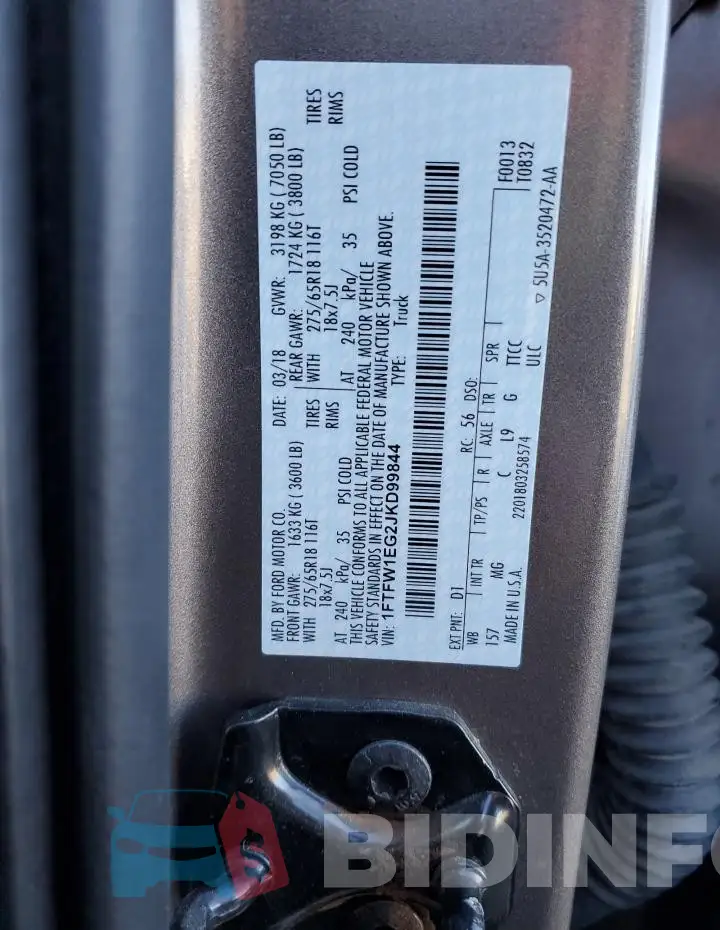 1FTFW1EG2JKD99844 Photo# 11
